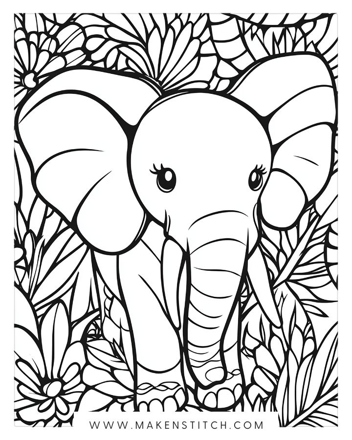 jungle elephant to color
